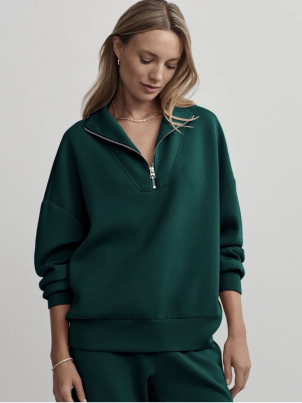 Varley Hawley Half-Zip Sweatshirt Green Plus Size 3X Athleisure DoubleSoft Comfy